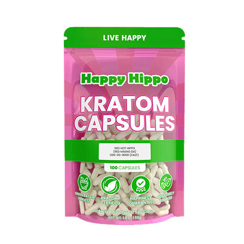 Happy Hippo Kratom Capsules Red Hot Hippo