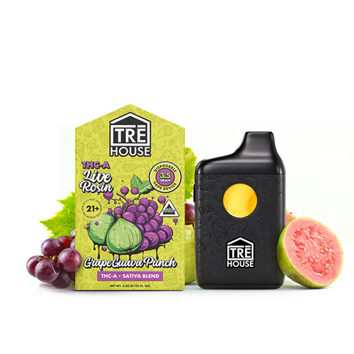 Tre House Live Rosin THC-A Disposable - Grape Guava Punch